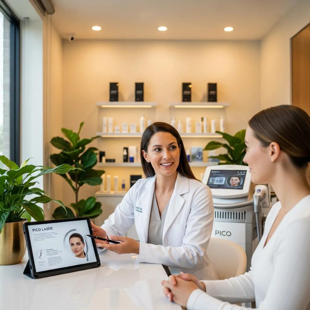 Modern cosmetic clinic consultation for Pico Laser treatments