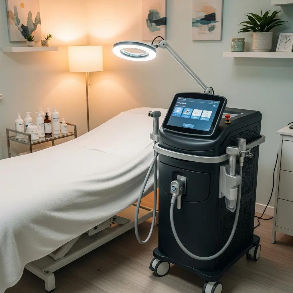 CO2 fractional laser machine in a calming skincare treatment room
