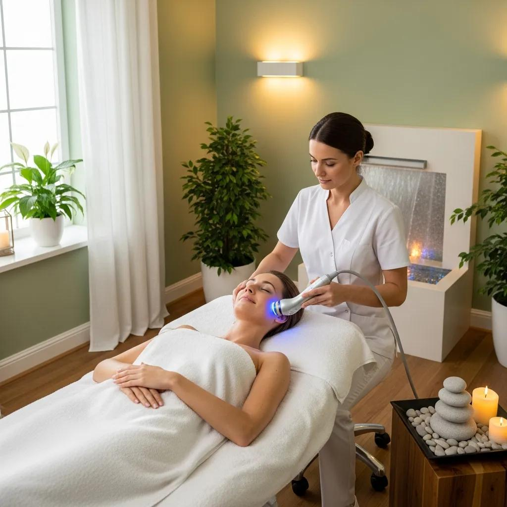 HIFU treatment in a serene spa environment highlighting non-surgical skin rejuvenation
