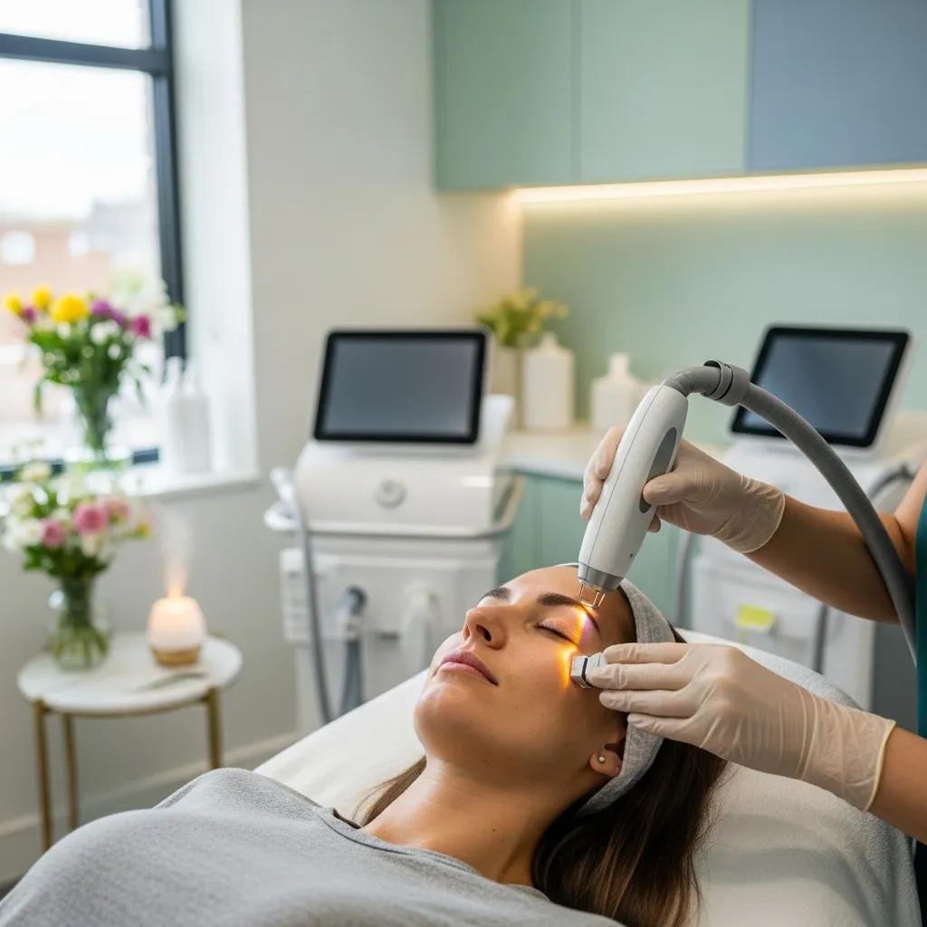Pico laser skincare treatment in a serene environment with modern equipment